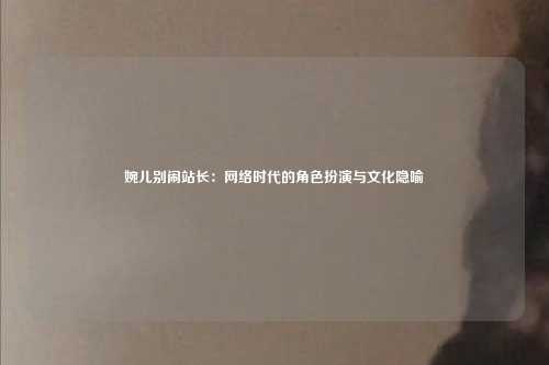 婉儿别闹站长：网络时代的角色扮演与文化隐喻