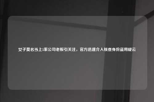 女子莫名当上5家公司老板引关注，官方迅速介入核查身份盗用疑云