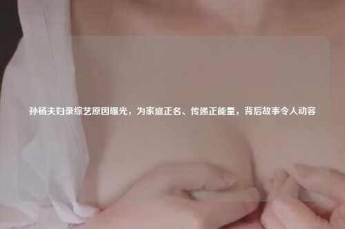 孙杨夫妇录综艺原因曝光，为家庭正名、传递正能量，背后故事令人动容